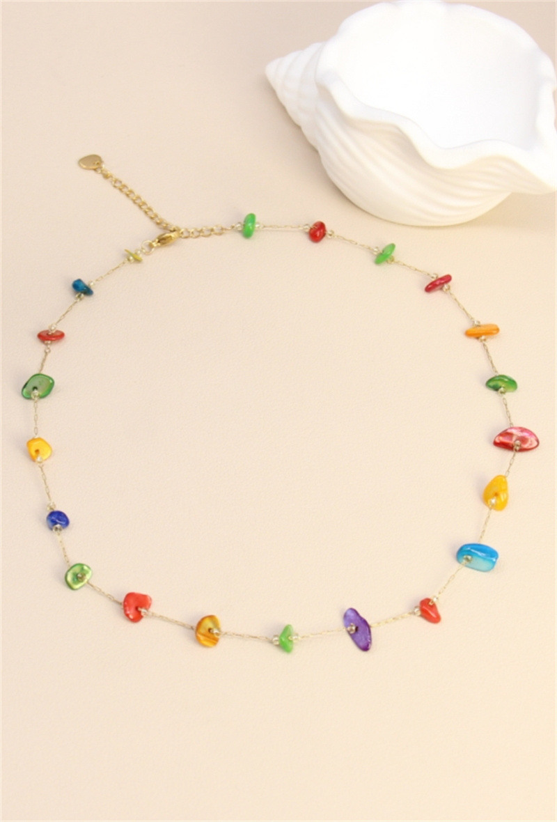 Grossiste Bellissima - Collier Orné de Pierre Nacre en Acier Inoxydable – Séduction Multicolore