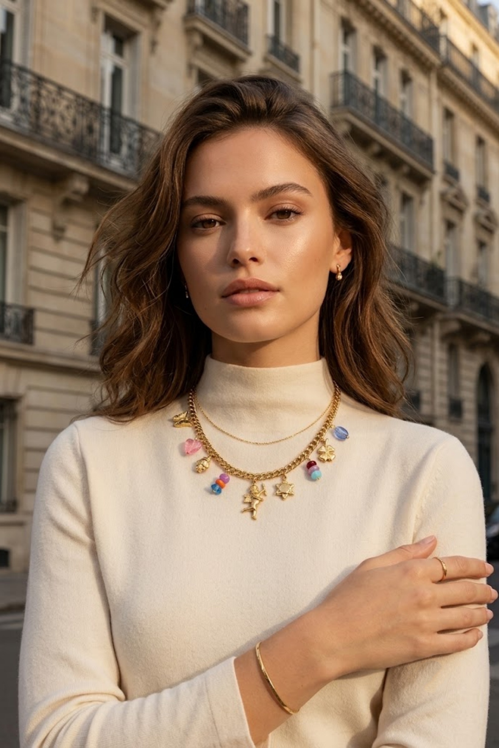 Grossista Bellissima - Collana Charms Angelo Multicolore in Acciaio Inossidabile
