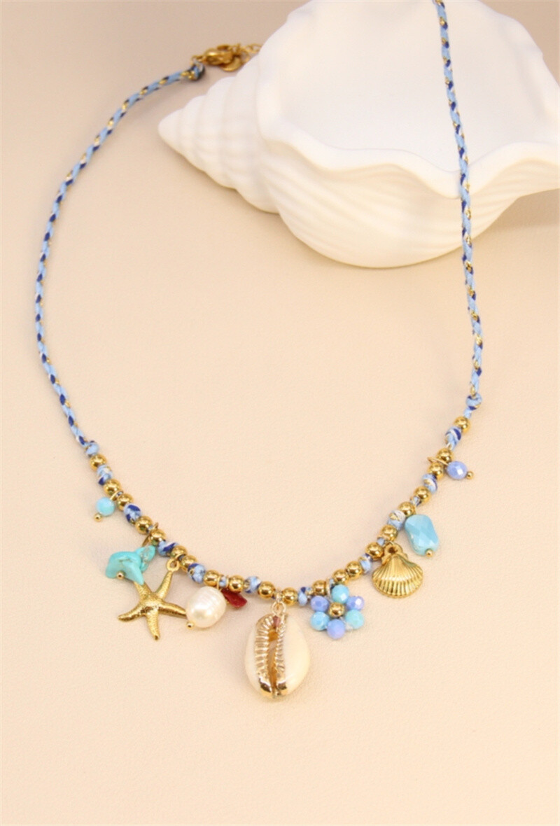 Wholesaler Bellissima - Stainless steel Charm's necklace - Marine shine and freshness
