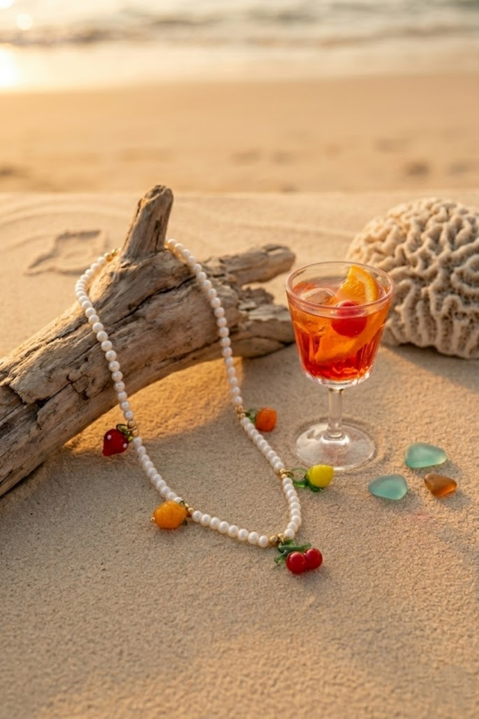 Wholesaler Bellissima - Glass Fruit Charms and Beads Necklace – Trendy Jewelry