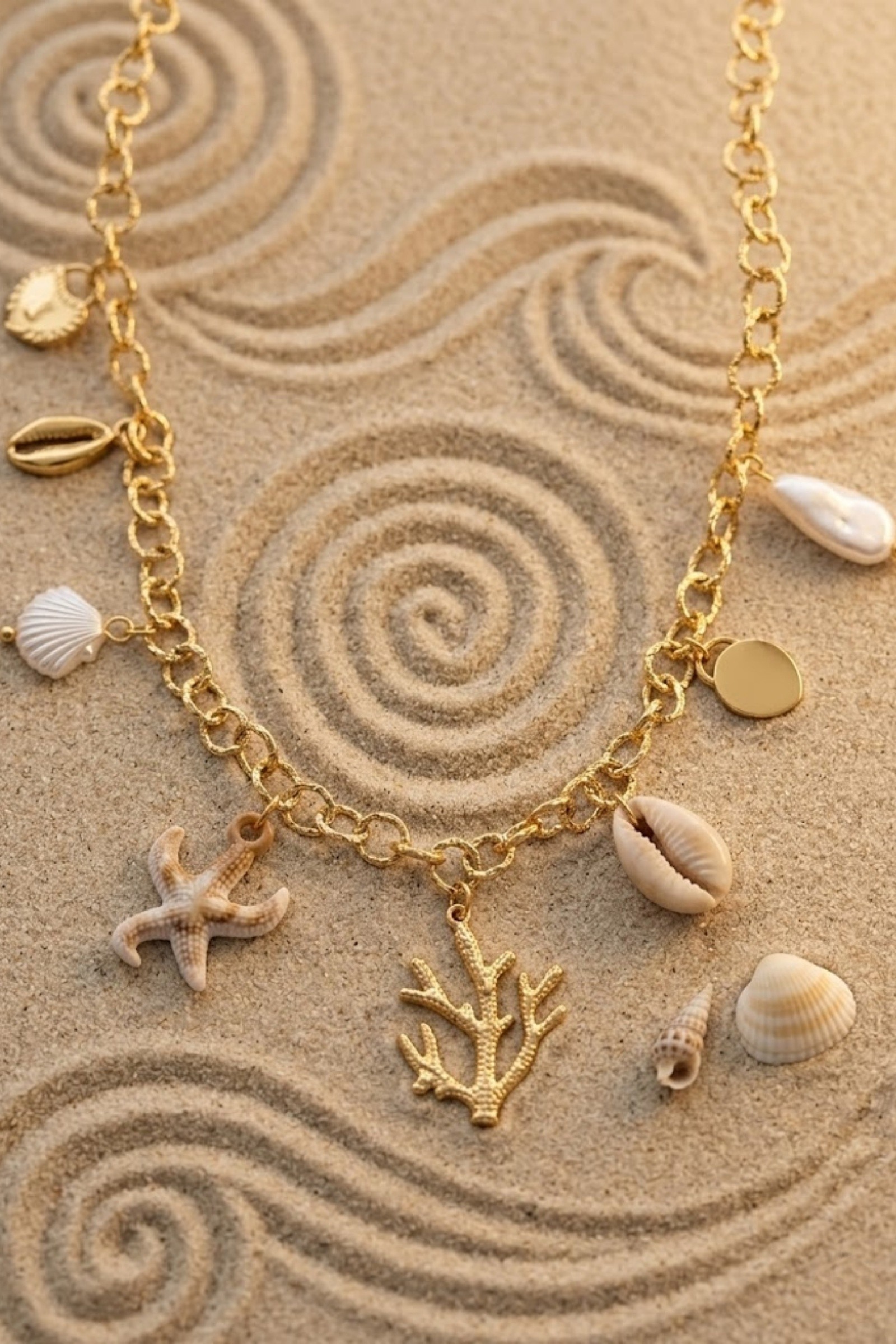 Grossiste Bellissima - Collier "Corail Doré" – Charms Marins & Coquillages Naturels