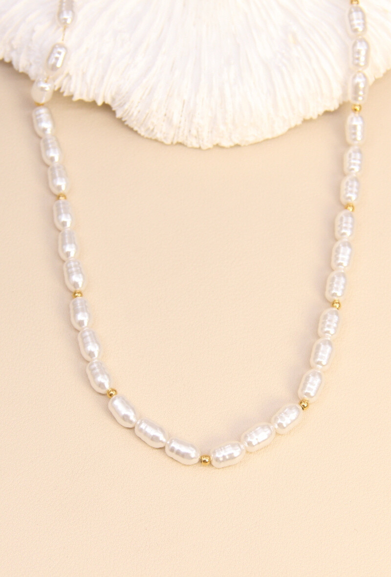 Wholesaler Bellissima - Stainless steel necklace & pearl - chic and daring