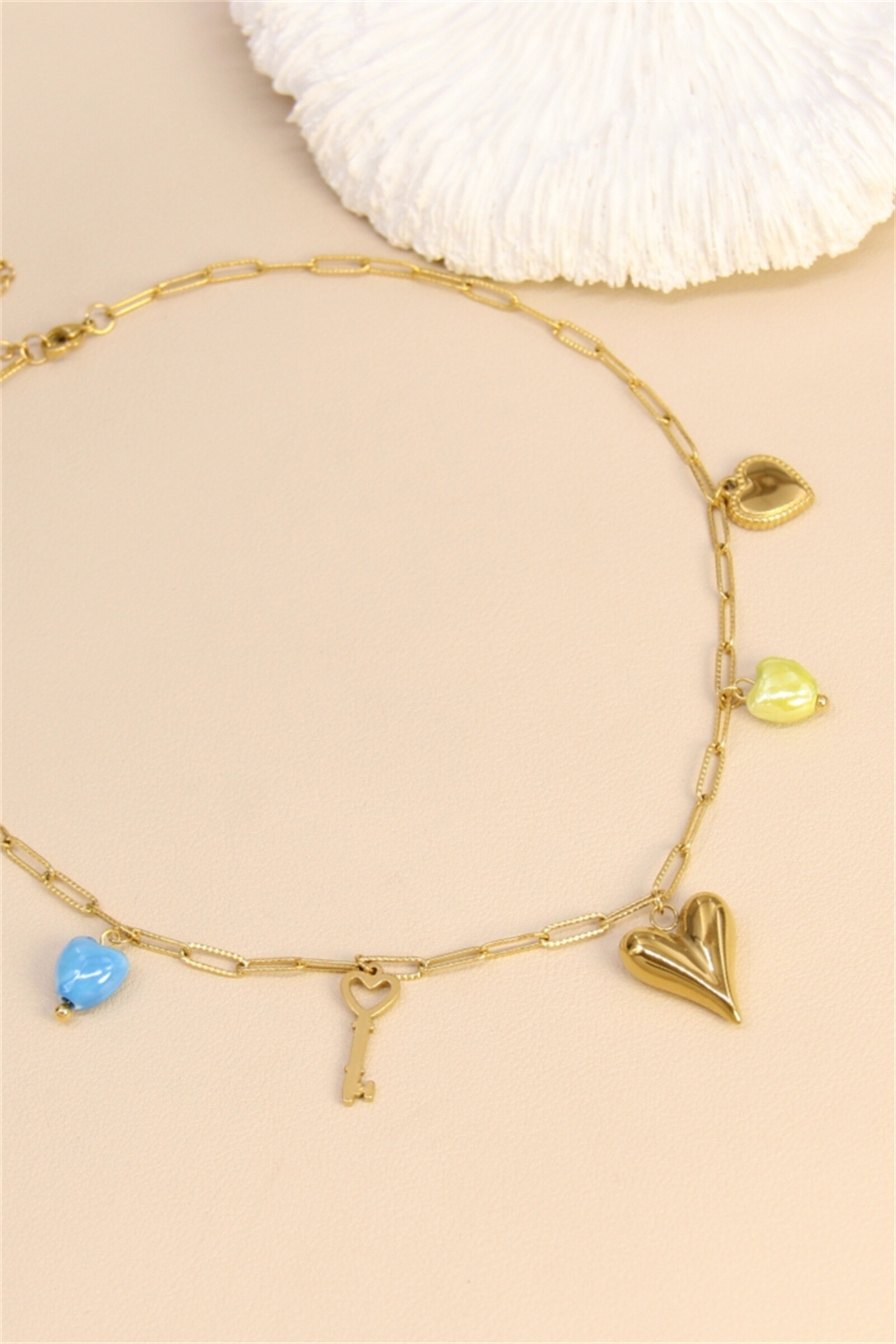 Wholesaler Bellissima - Stainless Steel Necklace Hearts & Charms - Romantic and Modern Style