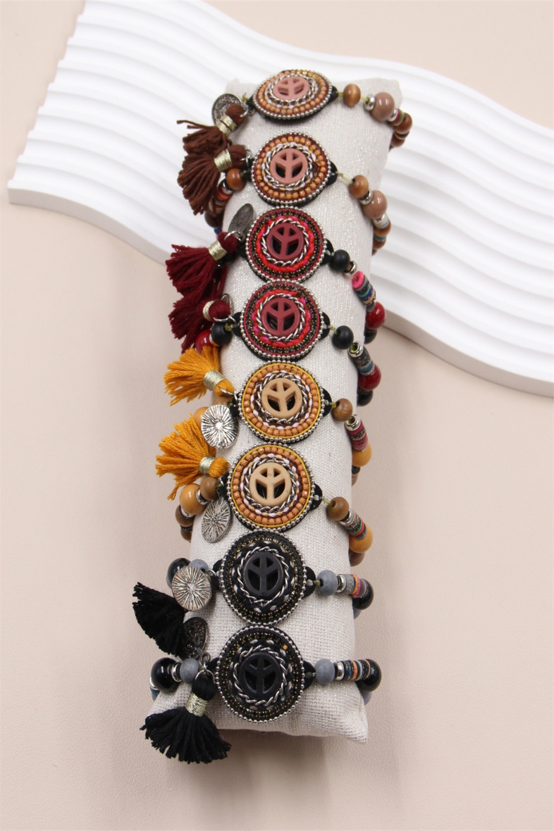 Grossiste Bellissima - Bracelets perle élastique style bohème en lot de 8 pcs
