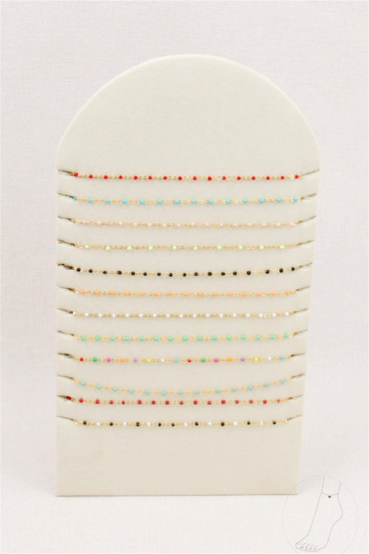 Grossiste Bellissima - Lot de 12 pcs Chaîne de cheville acier inoxydable orné de perle  sur présentoire