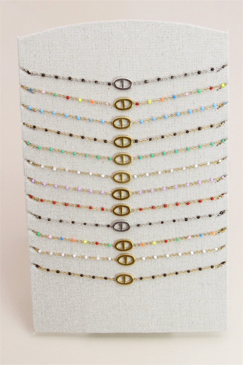 Grossiste Bellissima - Lot de 12 pcs Collier boucle chaîne fine acier inoxydable psentoir bijoux inclus