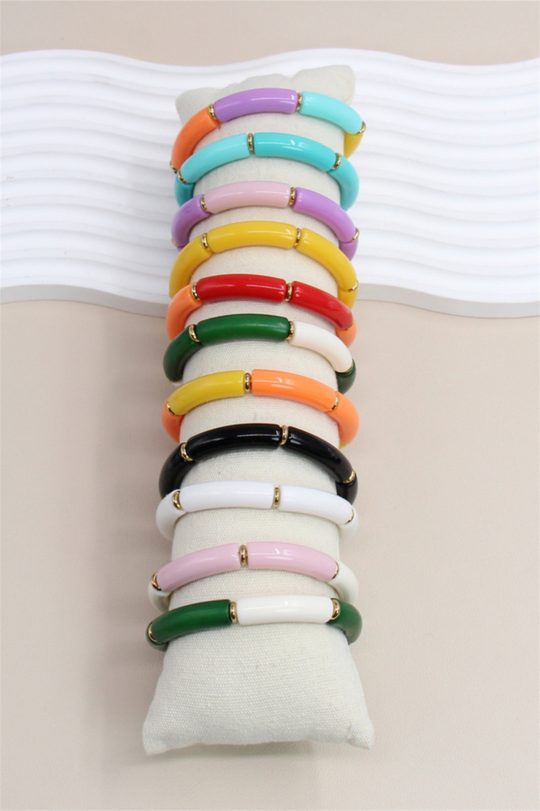 Grossiste Bellissima - Lot de 12 Bracelet élastique en résine avec présentoir inclus