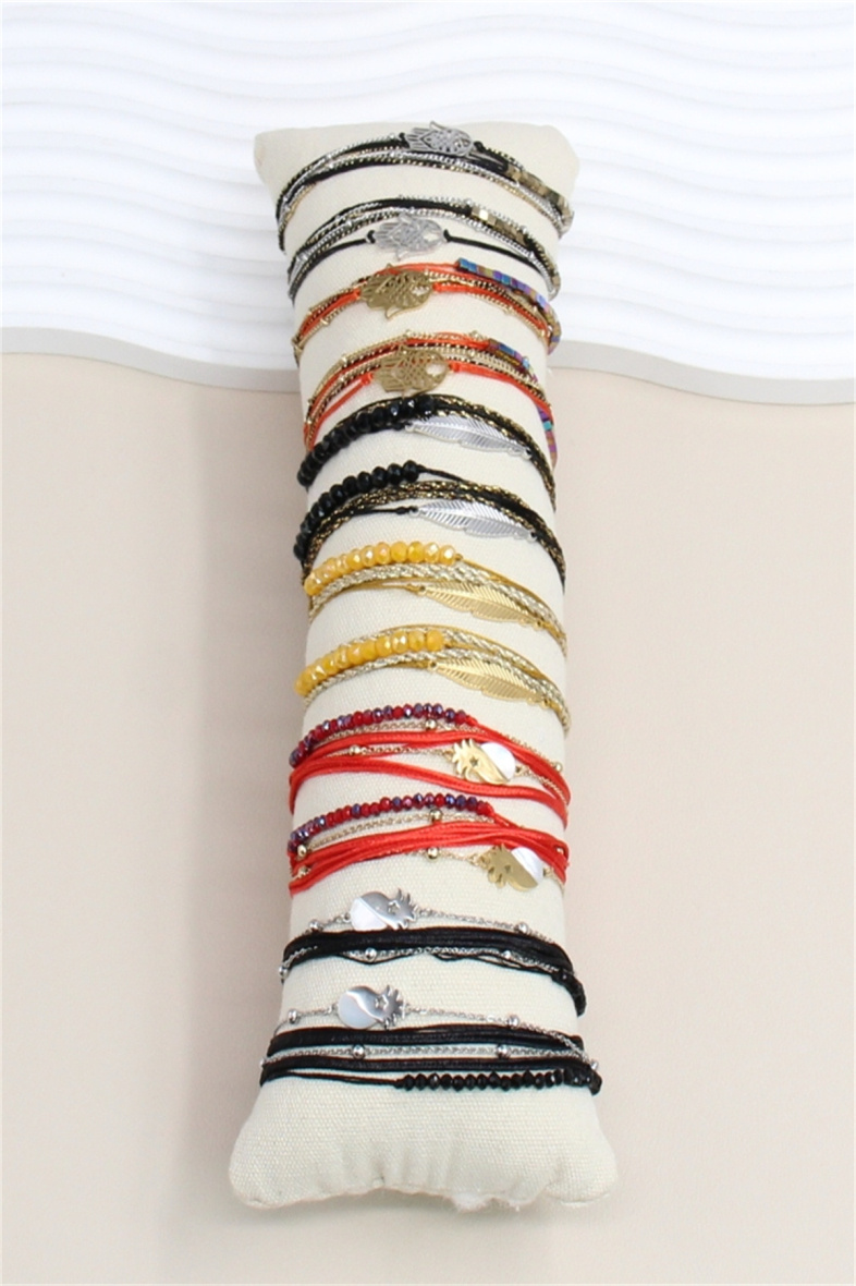 Mayorista Bellissima - Juego de 12 pulseras de doble vuelta en acero inoxidable