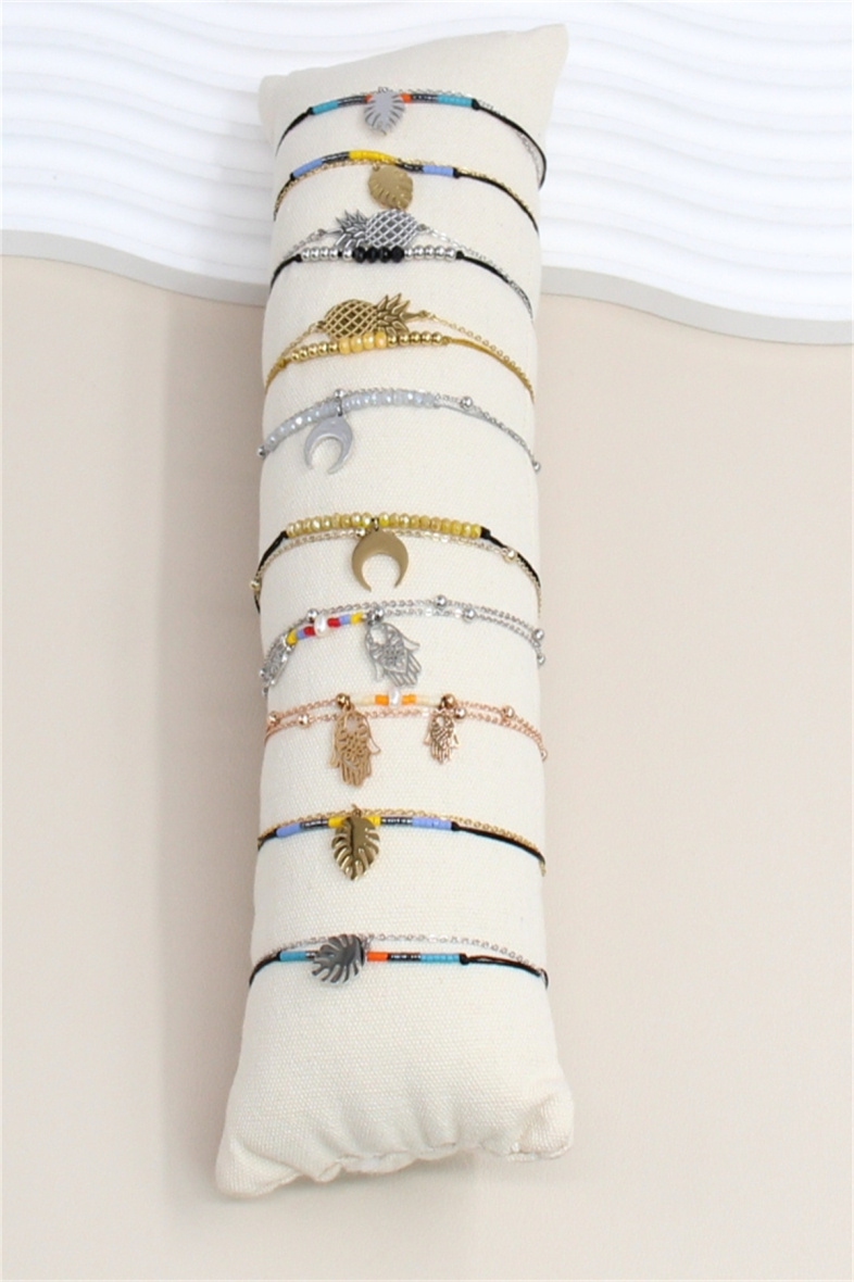 Grossiste Bellissima - Lot de 10 Bracelets à breloque en Acier Inoxydable avec présentoir
