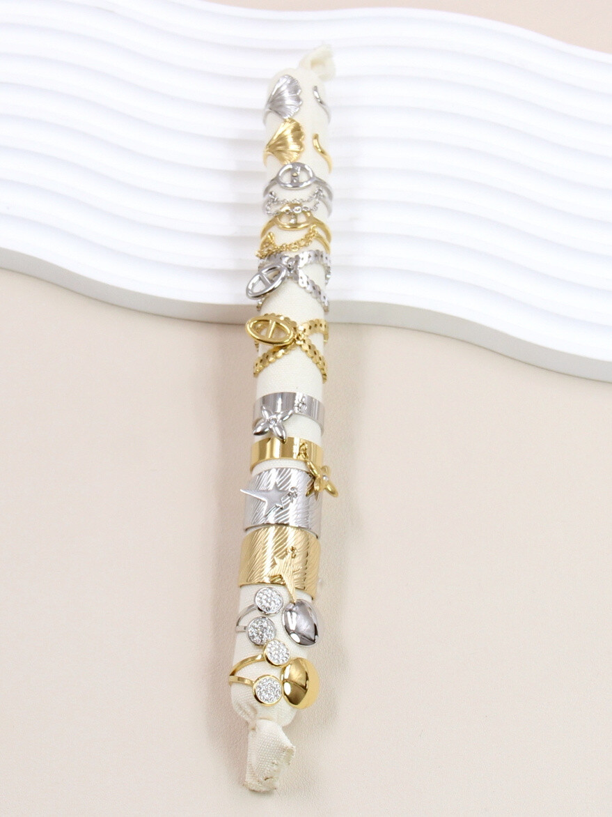 Wholesaler Bellissima - Set of 12 Adjustable Stainless Steel Rings with Display