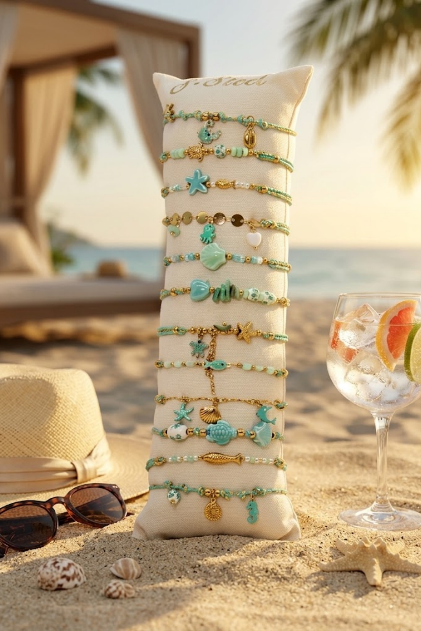 Mayorista Bellissima - Lote de 12 Pulseras Tema Marino Turquesa – Joyería Boho Chic & Expositor Gratis