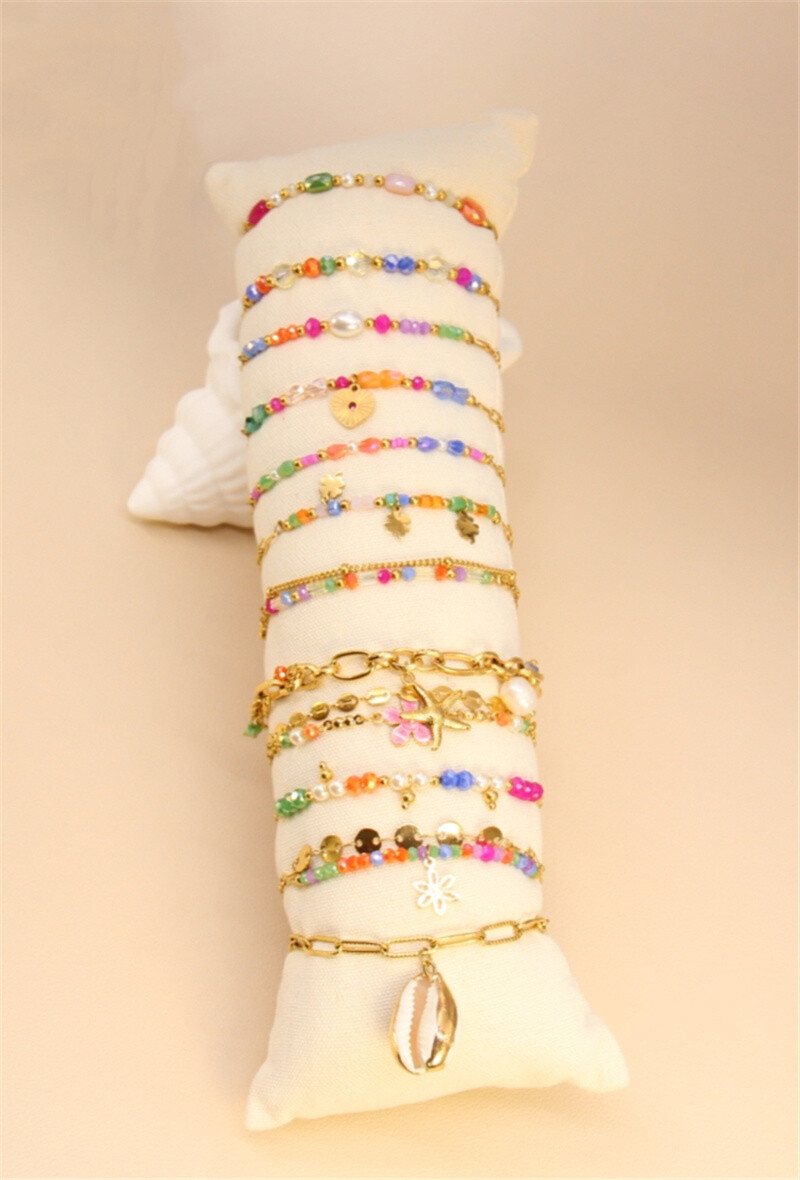Grossiste Bellissima - Lot de 12 bracelets assortis en acier inoxydable avec présentoir offert