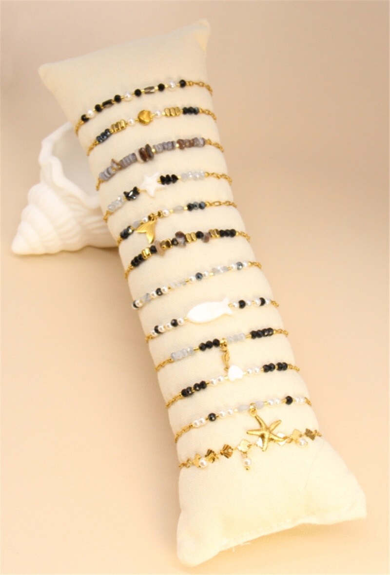 Grossiste Bellissima - Lot de 12 bracelets assortis en acier inoxydable avec présentoir offert