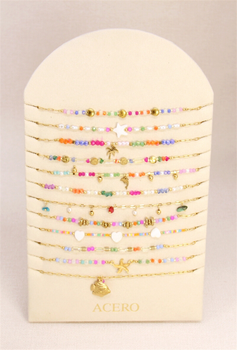 Mayorista Bellissima - Lote de 12 collares de acero inoxidable con tema marino + soporte de exhibición gratuito