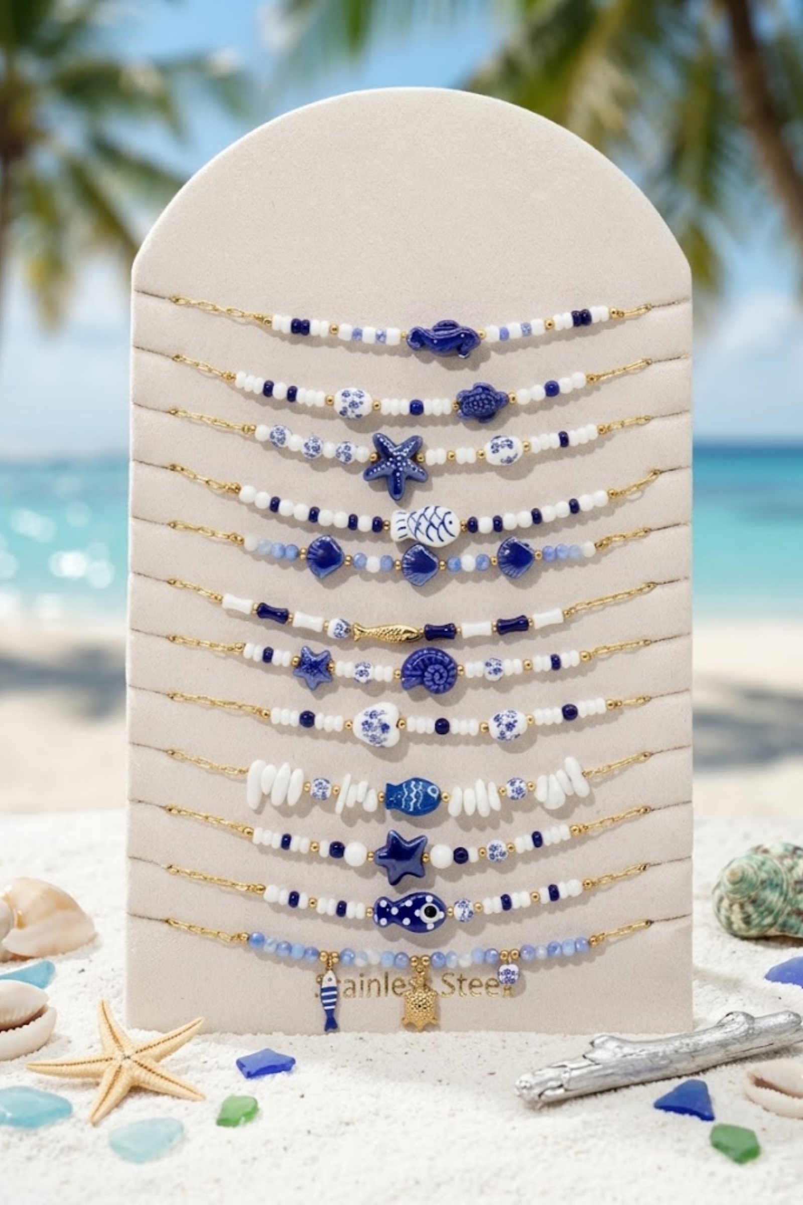 Grossiste Bellissima - Lot de 12 Colliers Marins en Acier Inoxydable – Présentoir Offert