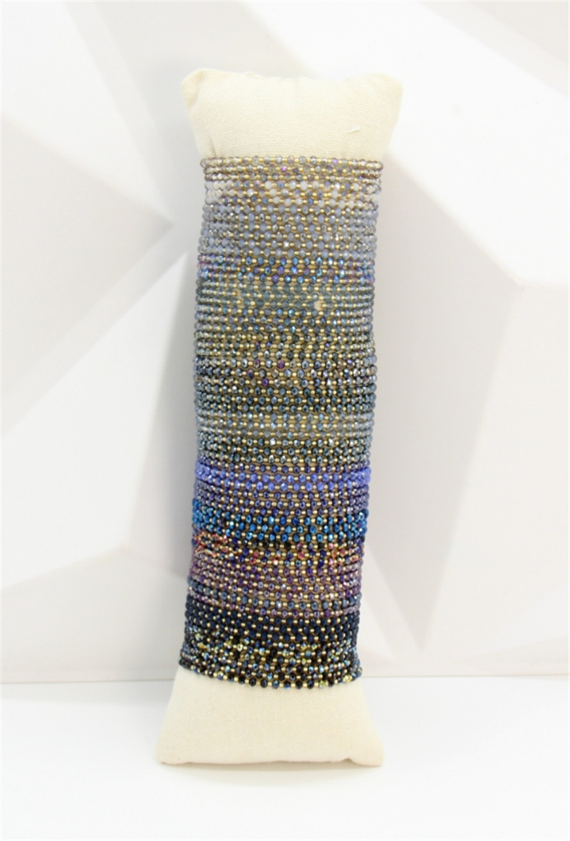 Grossiste Bellissima - Lot 60 Bracelets Élastiques en Perles de Verre Bleu Nuit, Violet & Doré – Pr