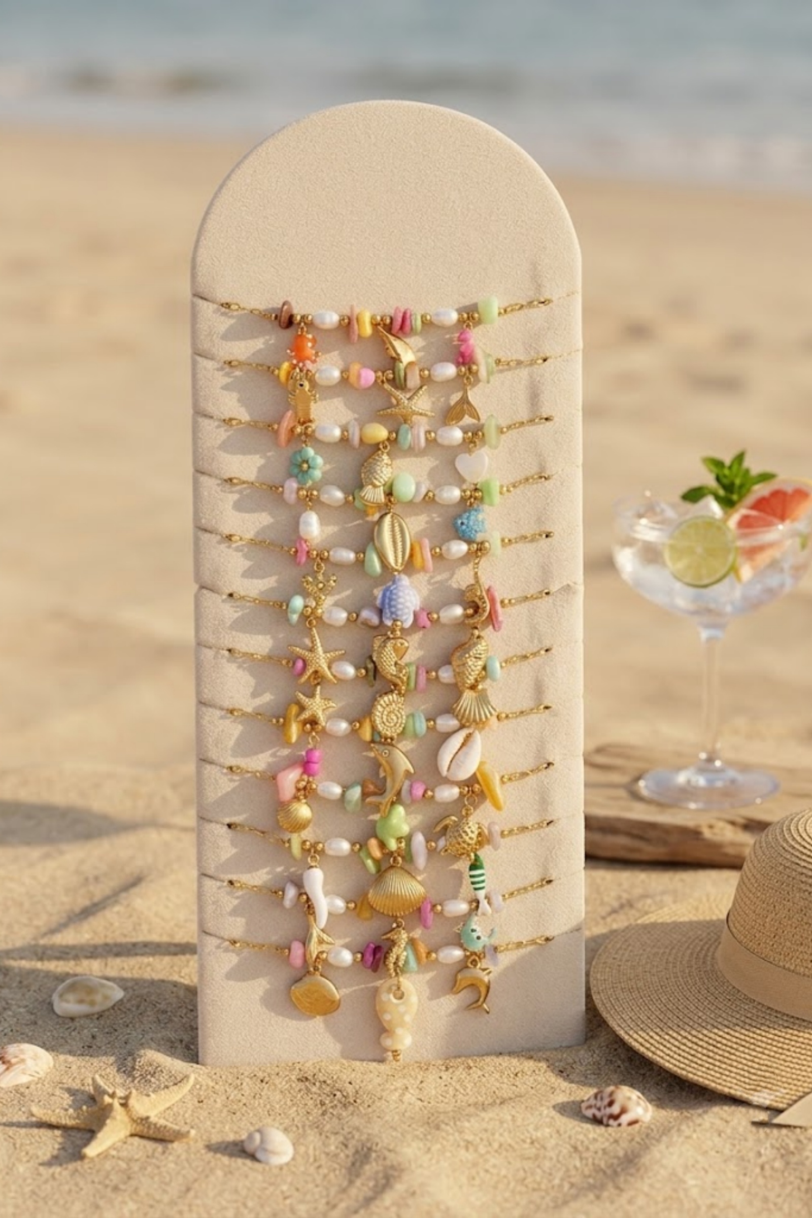 Grossiste Bellissima - Lot de 12 Bracelets Marins Multicolores en Acier Inoxydable – Présentoir Offert