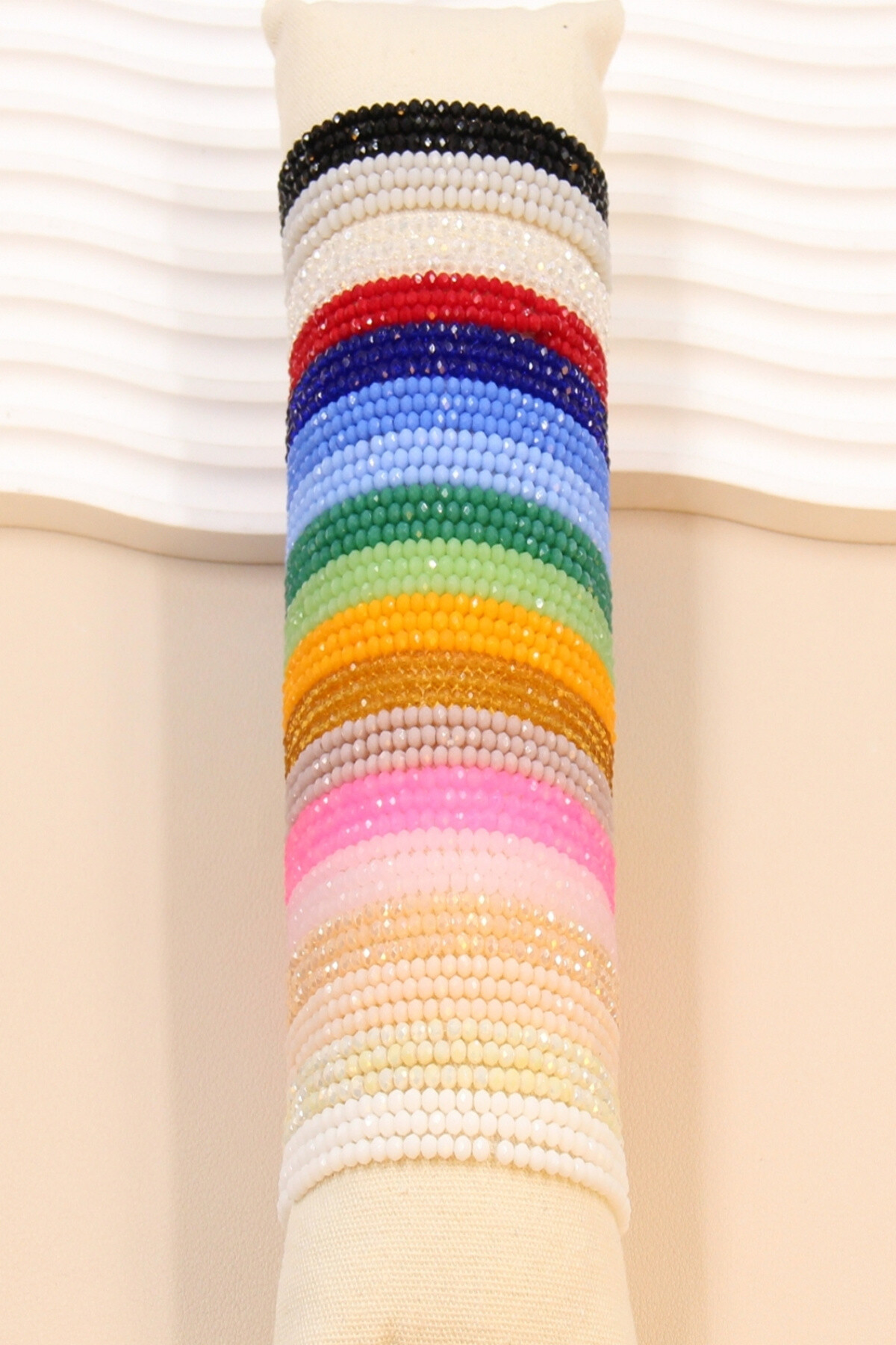 Grossiste Bellissima - Bracelets en Perles de Cristal Élastiques - Lot de 54 Pièces Assorties