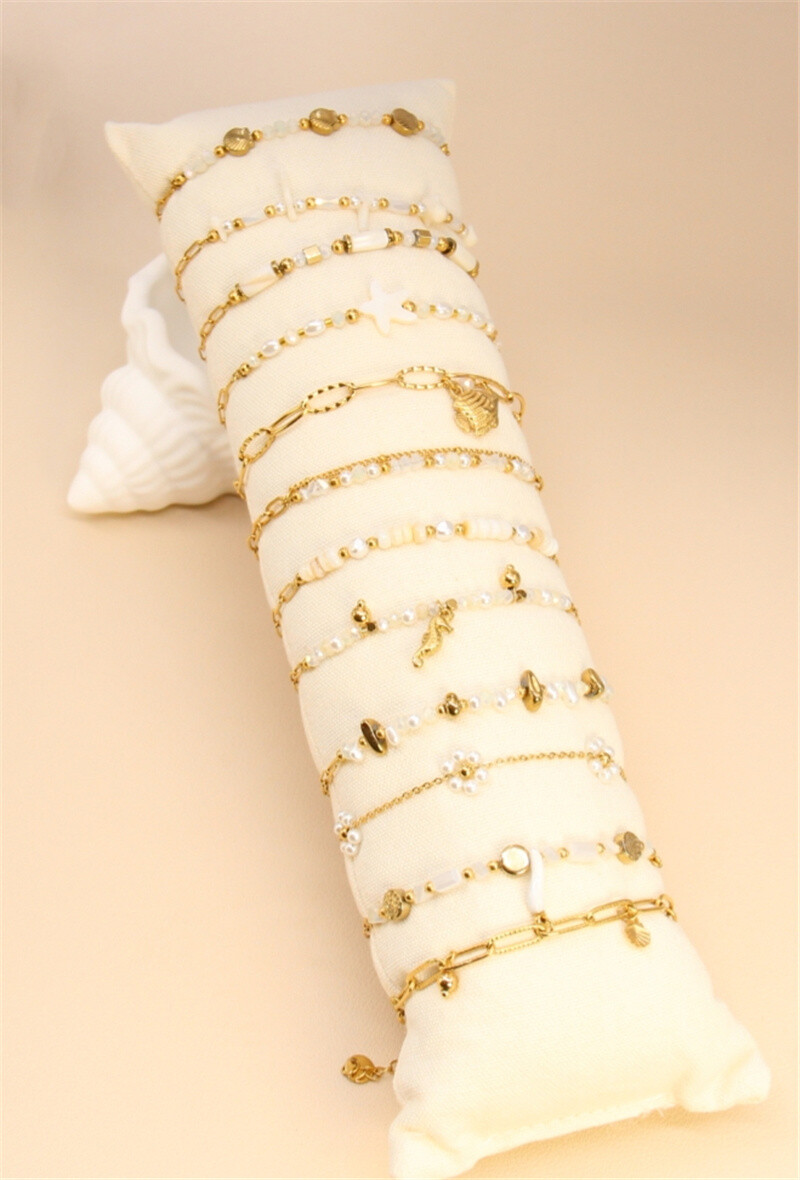 Grossiste Bellissima - Lot de 12 bracelets assortis en acier inoxydable avec présentoir offert