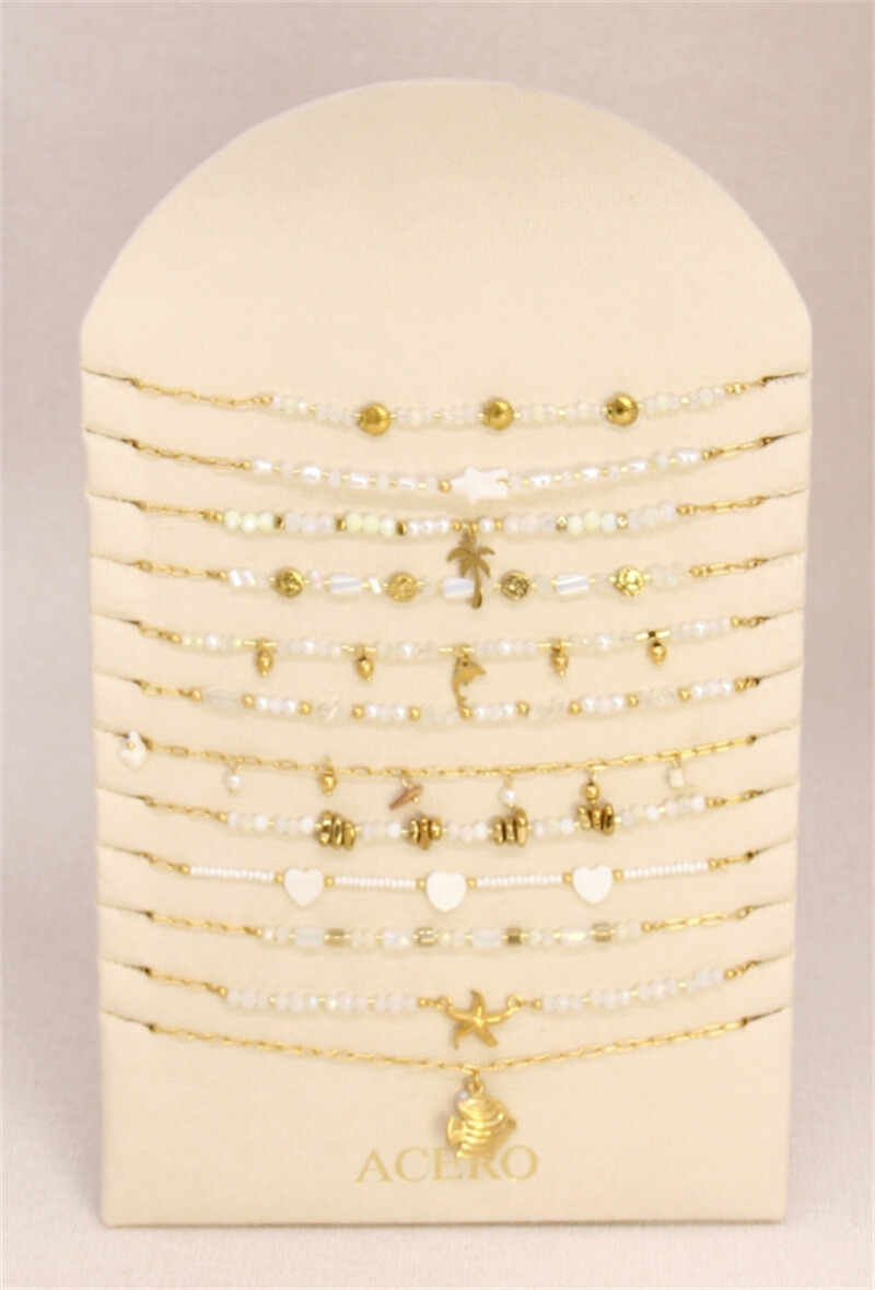 Mayorista Bellissima - Lote de 12 collares de acero inoxidable con temática marina + soporte de exhibición gratuito