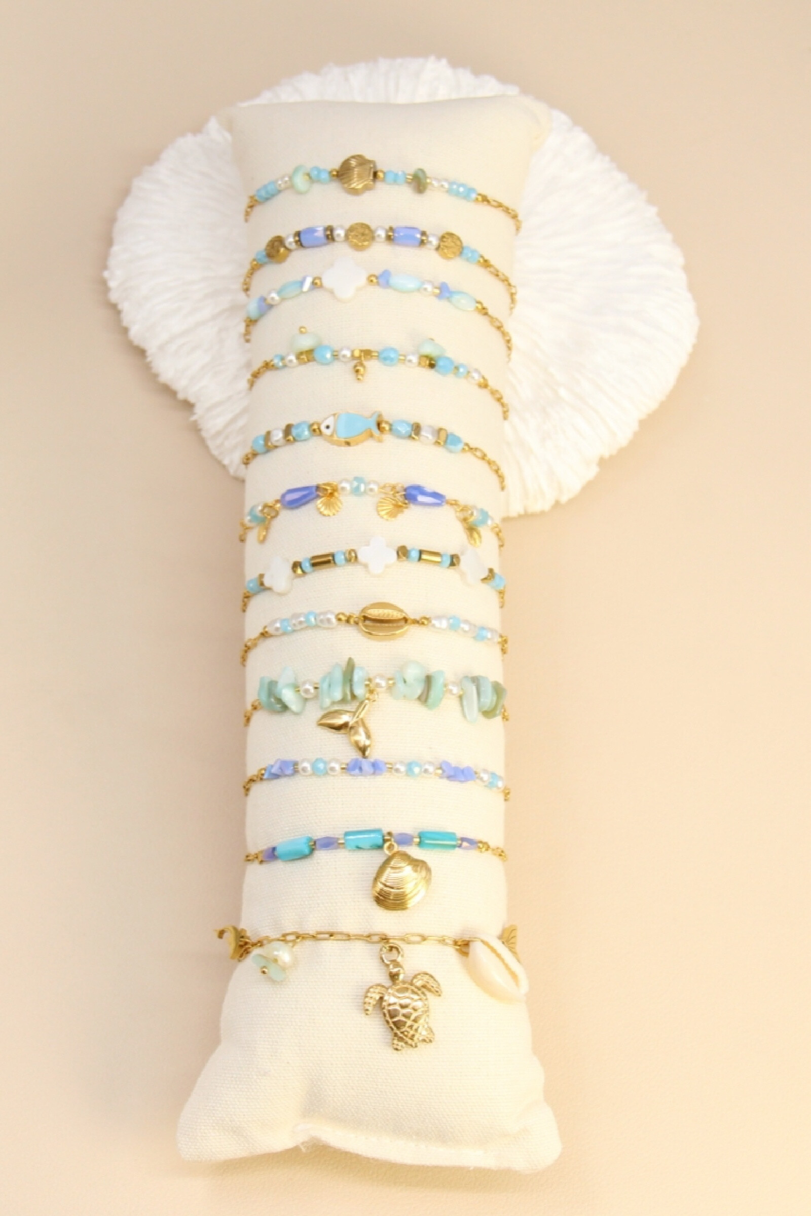 Mayorista Bellissima - Conjunto de 12 pulseras de acero inoxidable - Soporte de exhibición incluido