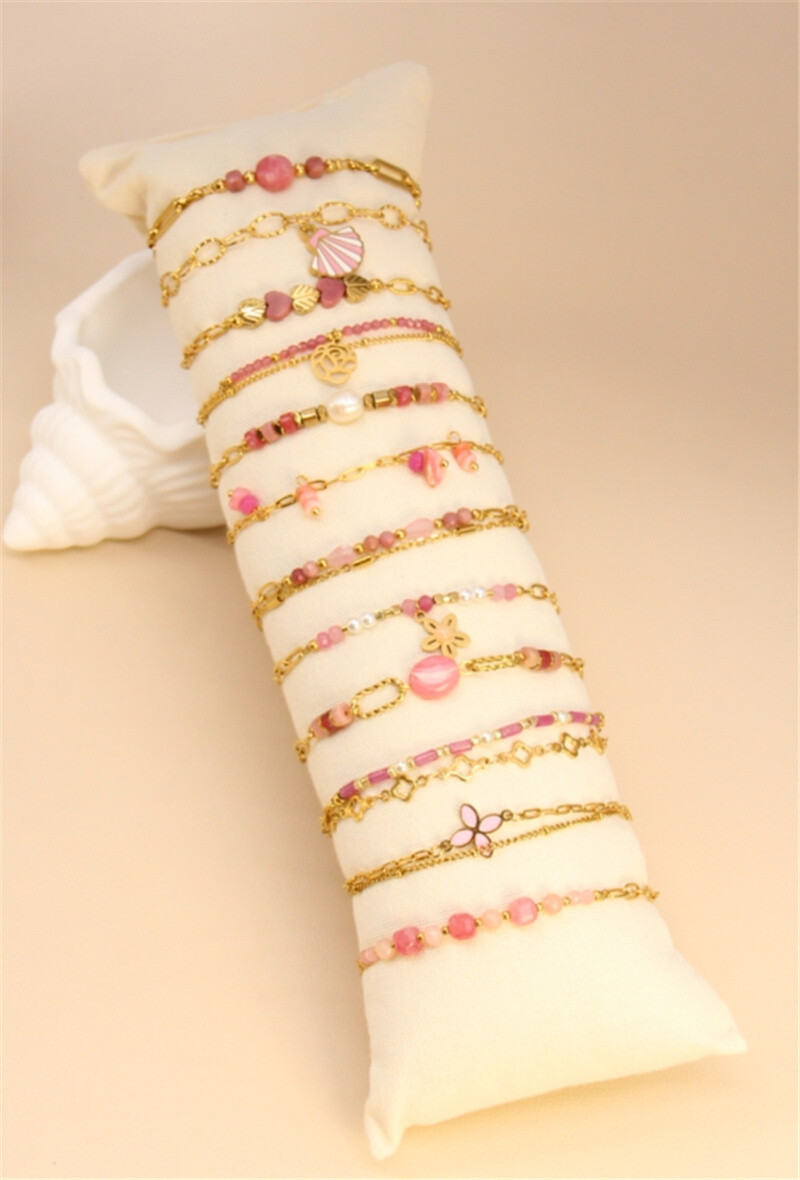 Grossiste Bellissima - Lot de 12 bracelets assortis en acier inoxydable avec présentoir offert