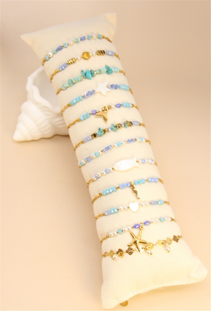 Grossiste Bellissima - Lot de 12 bracelets assortis en acier inoxydable avec présentoir offert