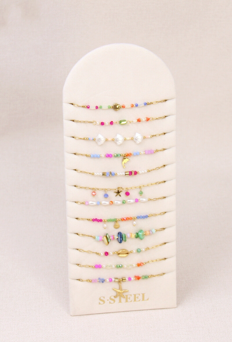 Grossiste Bellissima - Présentoir de 12 Bracelets Marin - Éclat Océanique en Acier Inoxydable