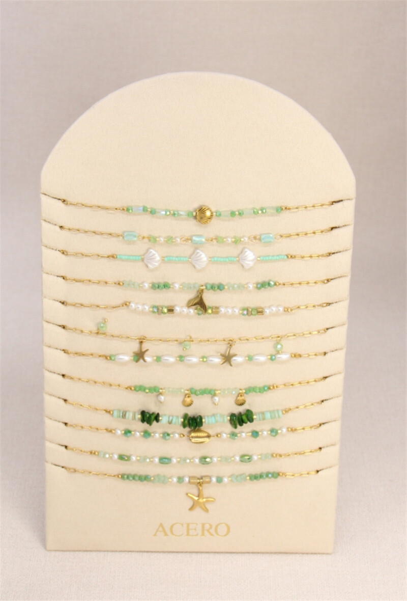 Grossista Bellissima - Lot di 12 collane in acciaio inossidabile a tema marino + supporto per display gratuito