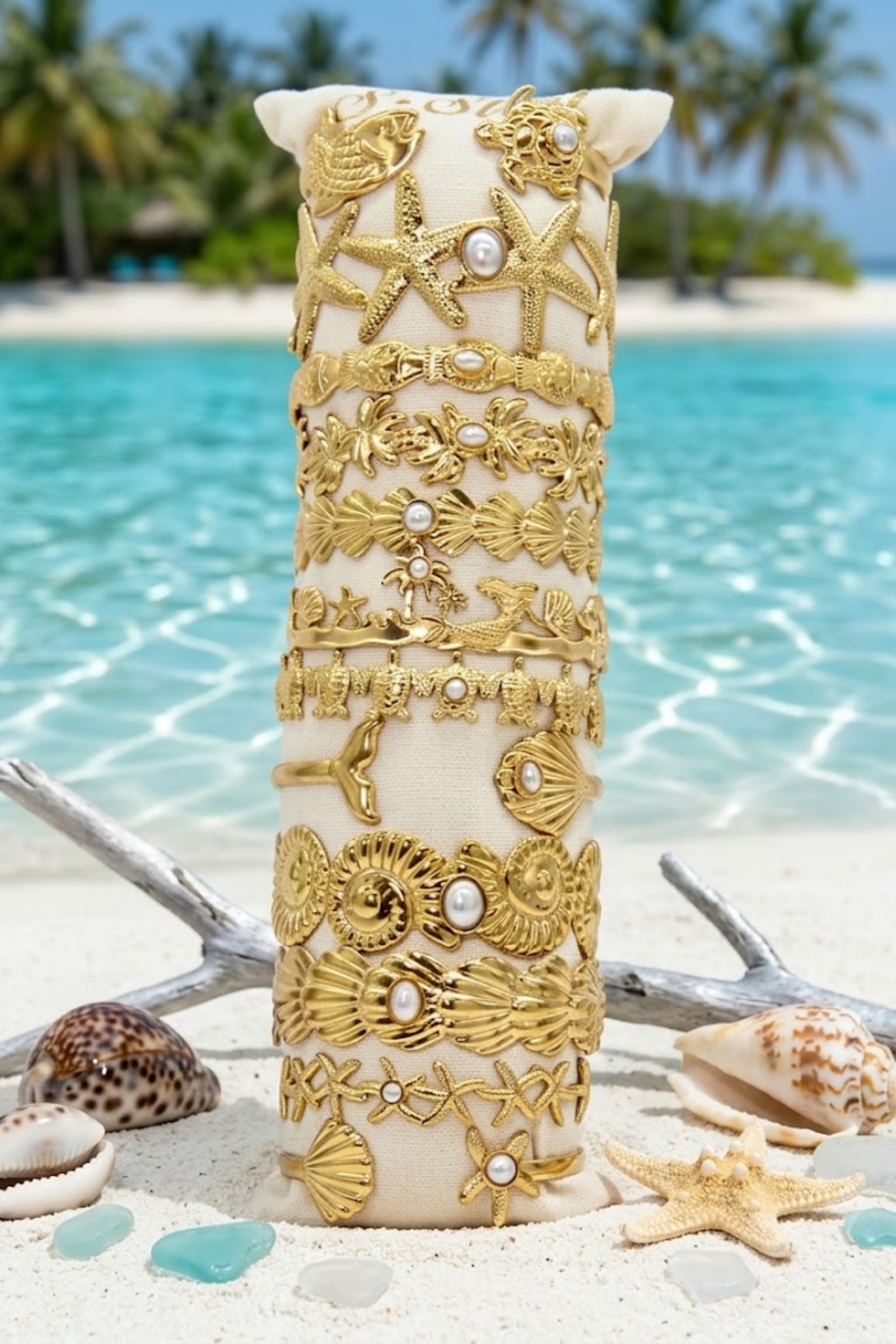 Grossiste Bellissima - Lot de 12 Bracelets Jonc Ajustables Marin en Acier Inoxydable – Présentoir Offert