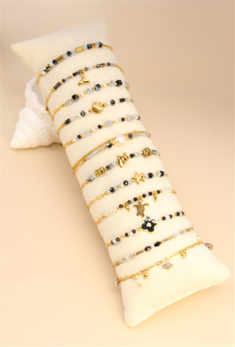 Grossiste Bellissima - Lot de 12 bracelets assortis en acier inoxydable avec présentoir offert