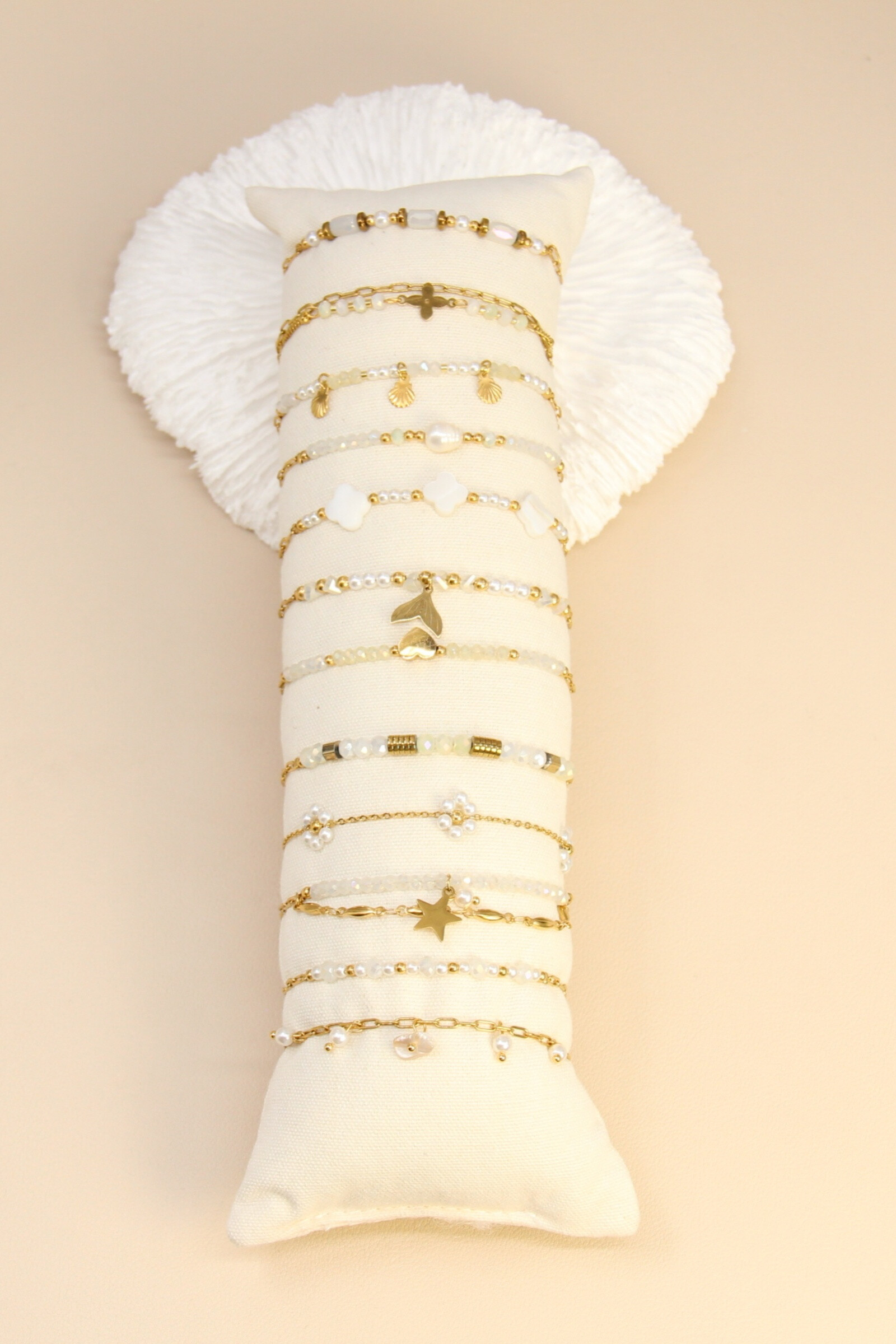 Mayorista Bellissima - Conjunto de 12 pulseras de acero inoxidable - Soporte de exhibición incluido