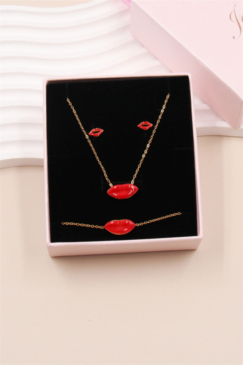 Grossiste Bellissima - Parure bouche en acier inoxydable avec coffret bijoux