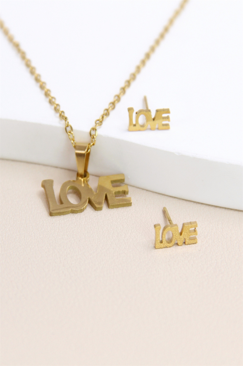 Grossiste Bellissima - Parure " LOVE " message en acier inoxydable
