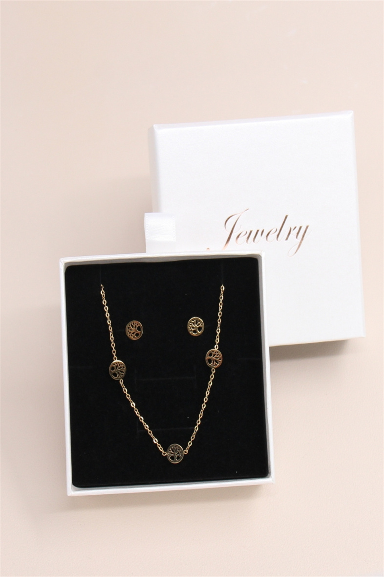 Grossiste Bellissima - Parure arbre de vie en acier inoxydable avec coffret bijou
