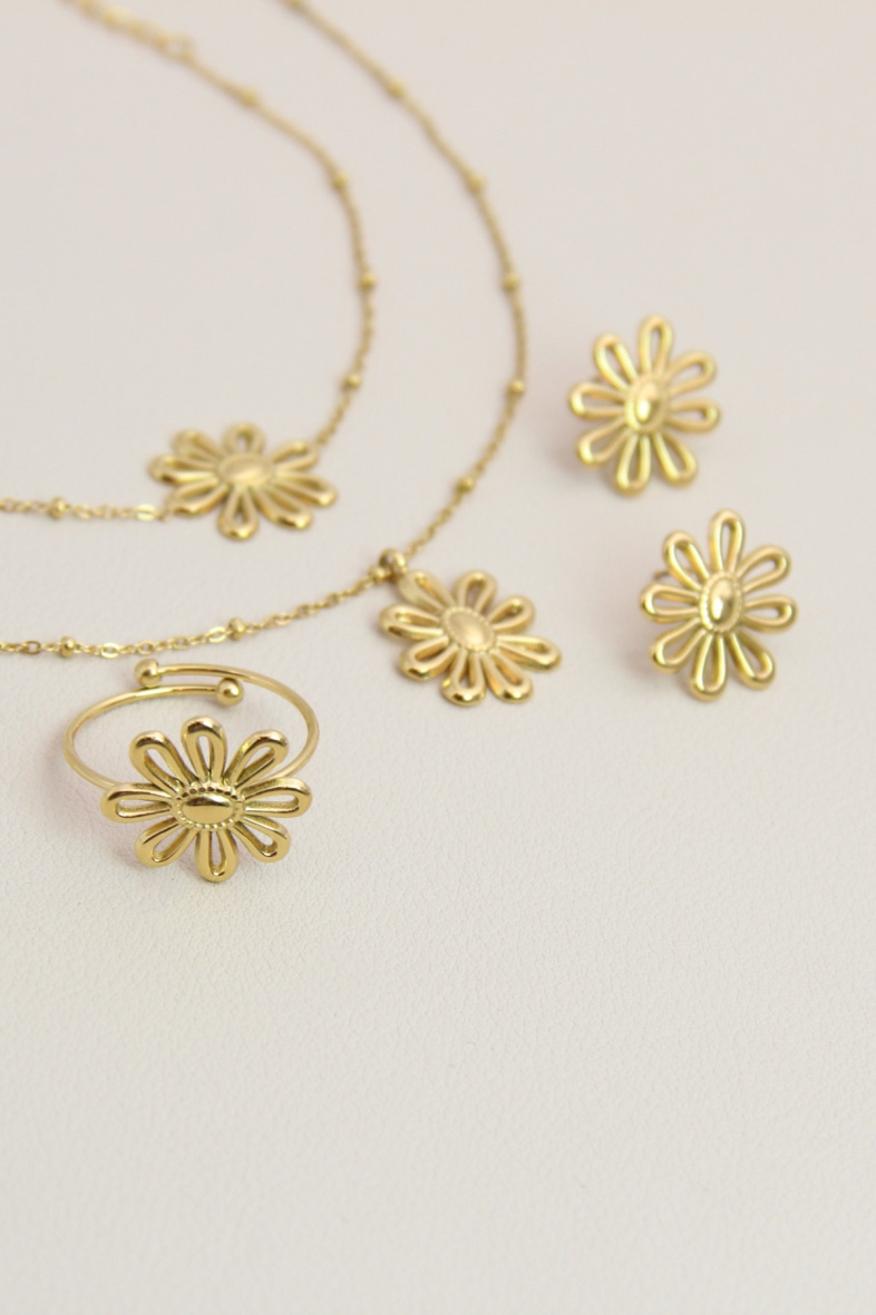 Grossiste Bellissima - Parure 4 pcs design fleur en acier inoxydable