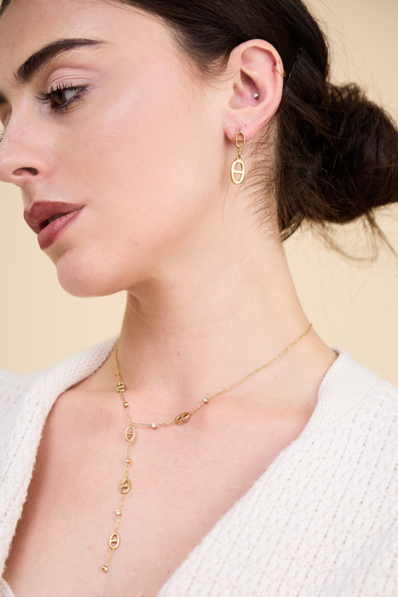 Grossiste Bellissima - Parure Collier et Boucles d’Oreilles “Y” en Acier Inoxydable - Élégance Moderne