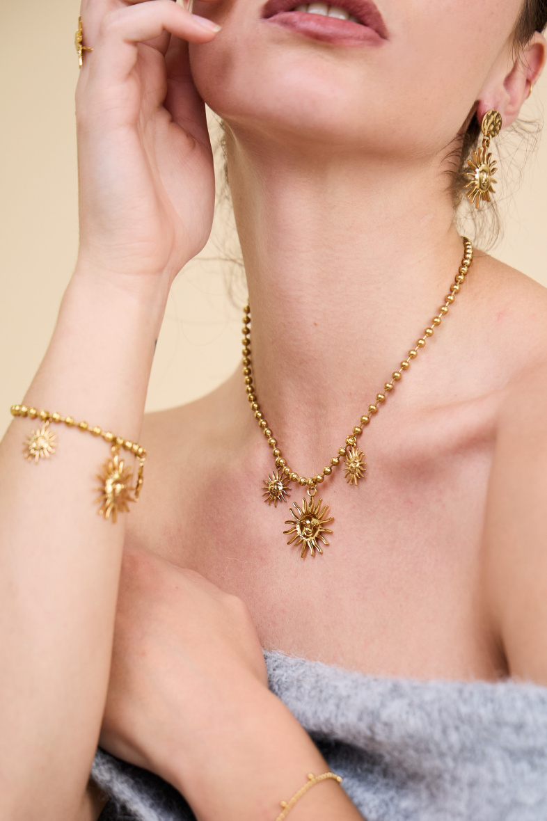 Grossiste Bellissima - Parure Soleil en Acier Inoxydable - Collier+Bracelet