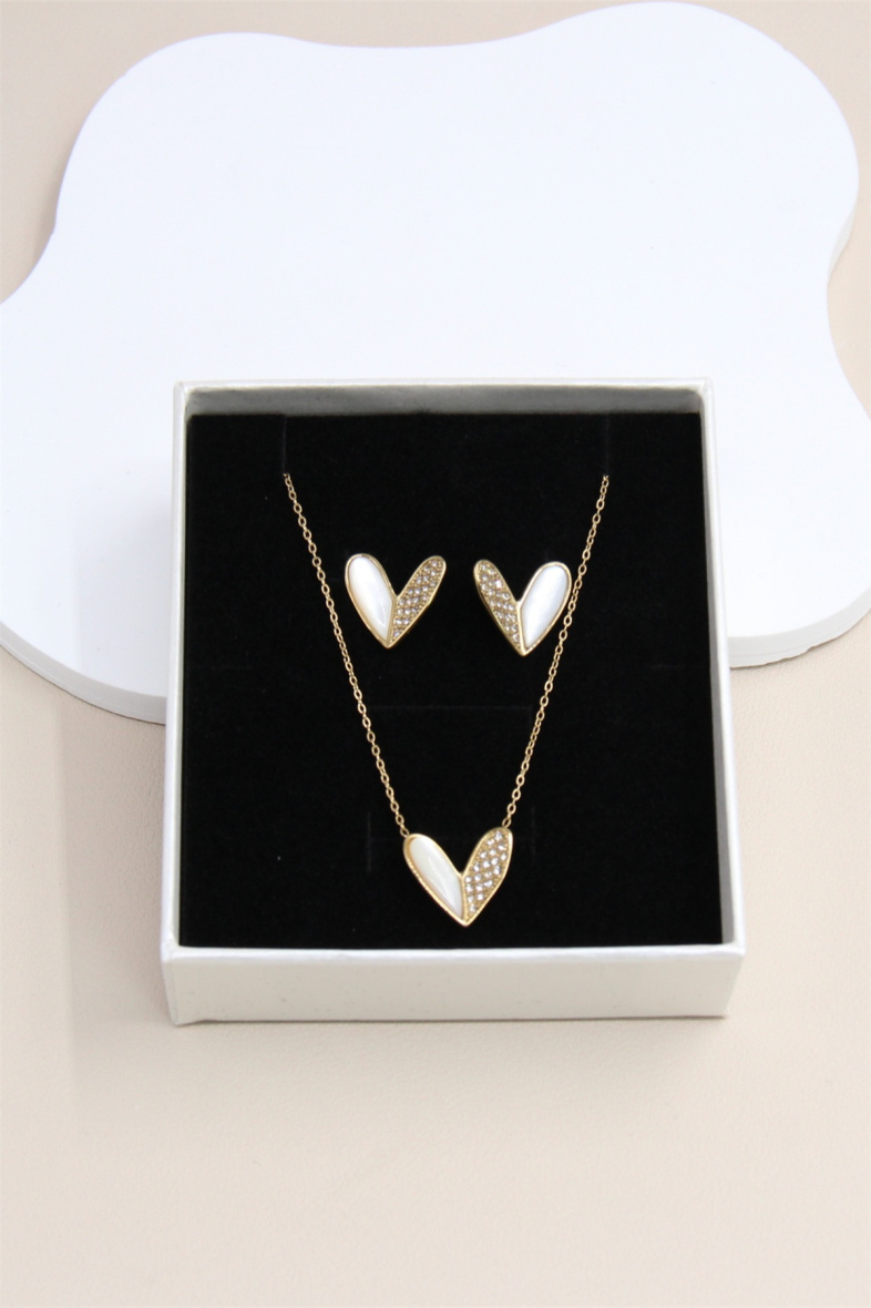 Grossiste Bellissima - Parure Cœur en Acier Inoxydable avec coffret bijoux