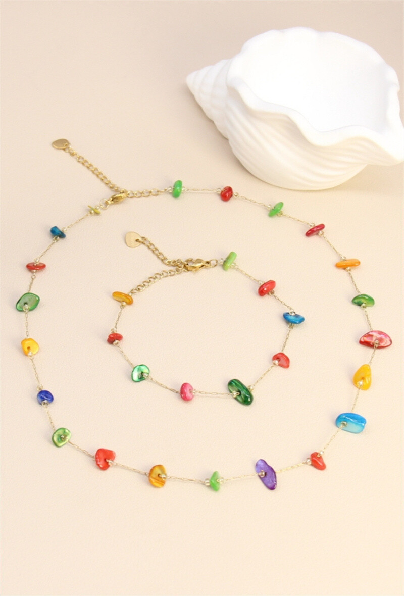 Mayorista Bellissima - Collar y pulsera decorado con piedras de piedra de acero inoxidable