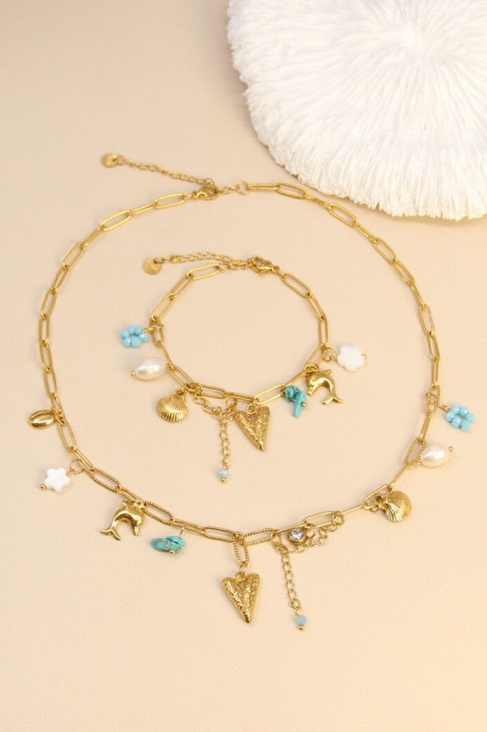 Grossiste Bellissima - Parure en acier inoxydable – collier & bracelet charms symboliques