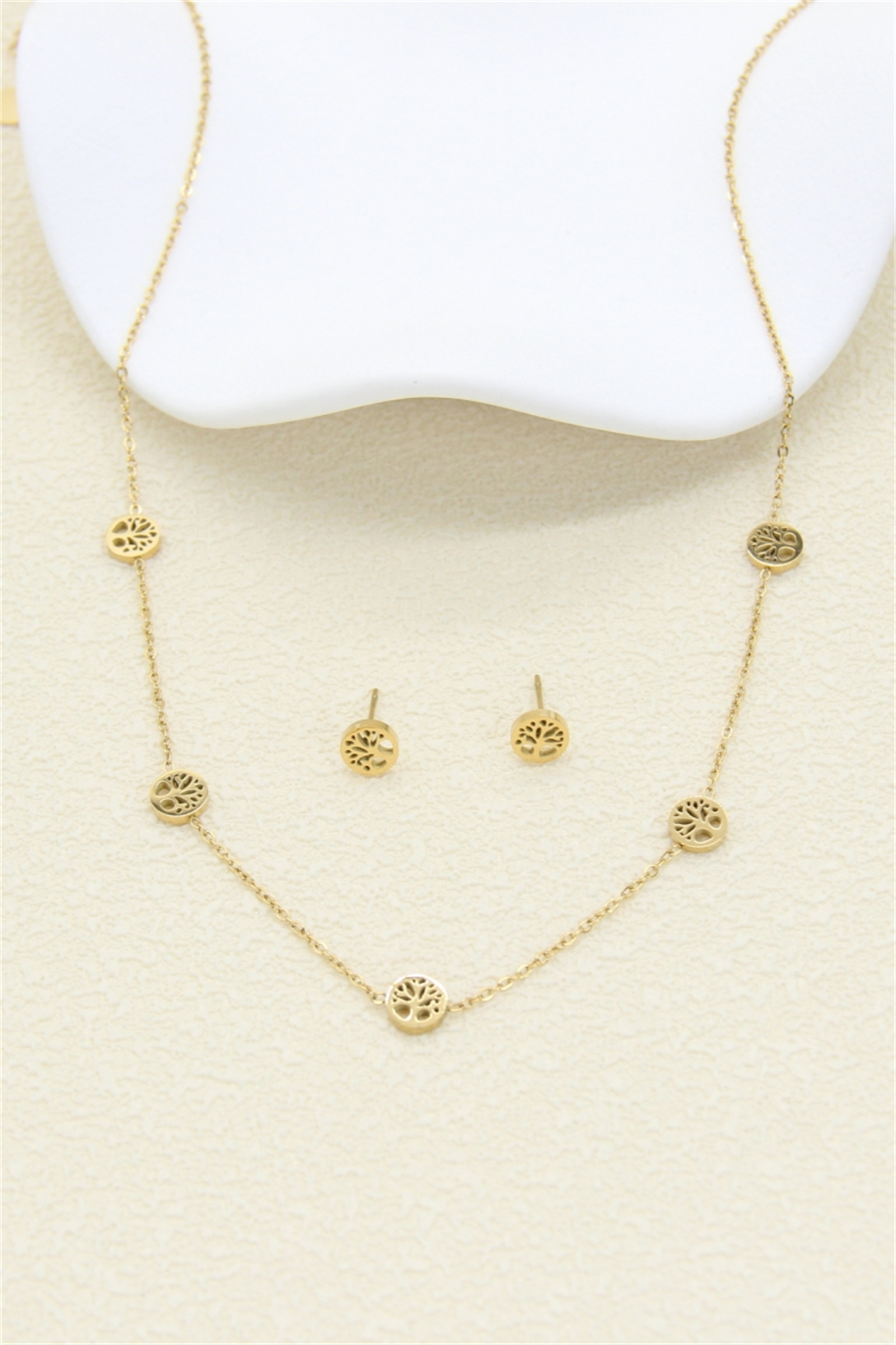 Mayorista Bellissima - Conjunto de Joyas Árbol de la Vida – acero inoxidable dorado