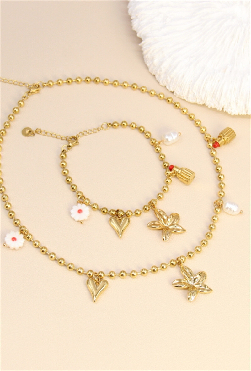 Grossiste Bellissima - Parure Charm's Fleur – Élégance Florale Inoxydable