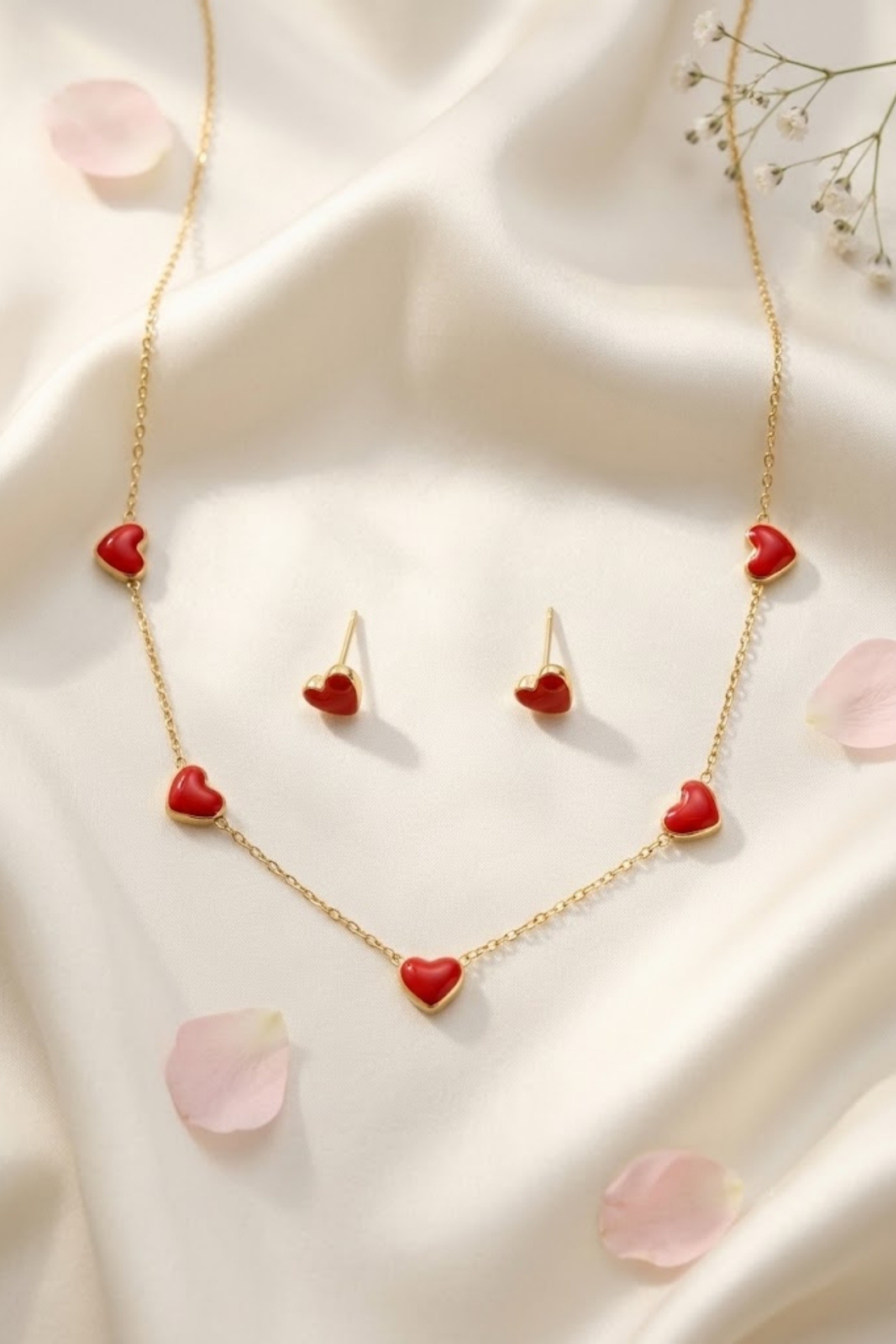 Grossiste Bellissima - Parure cœur rouge – acier inoxydable