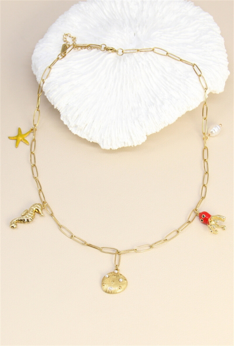 Mayorista Bellissima - Collar de Charm en el tema de acero inoxidable Marin - Ocean Radiance