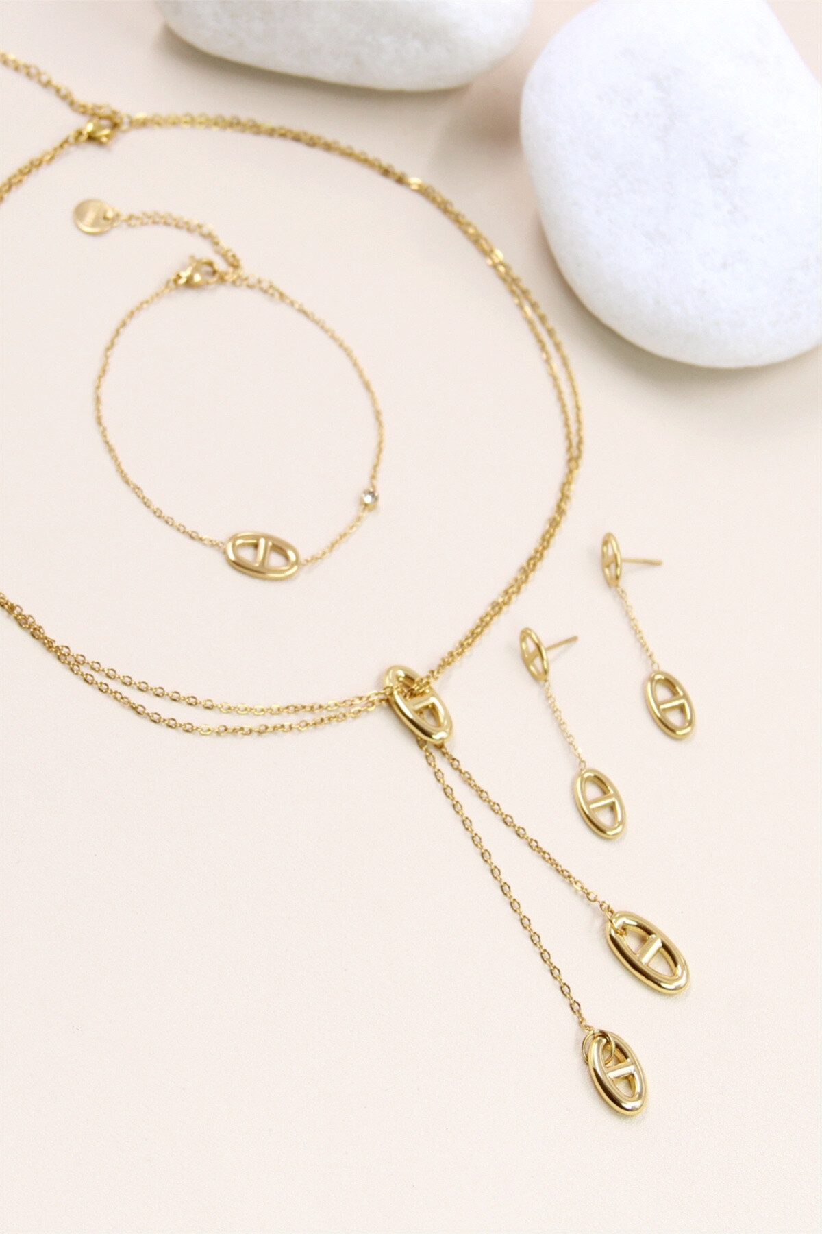 Grossiste Bellissima - Parure 3pièces motif boucle en acier inoxydable  : Élégance et modernité