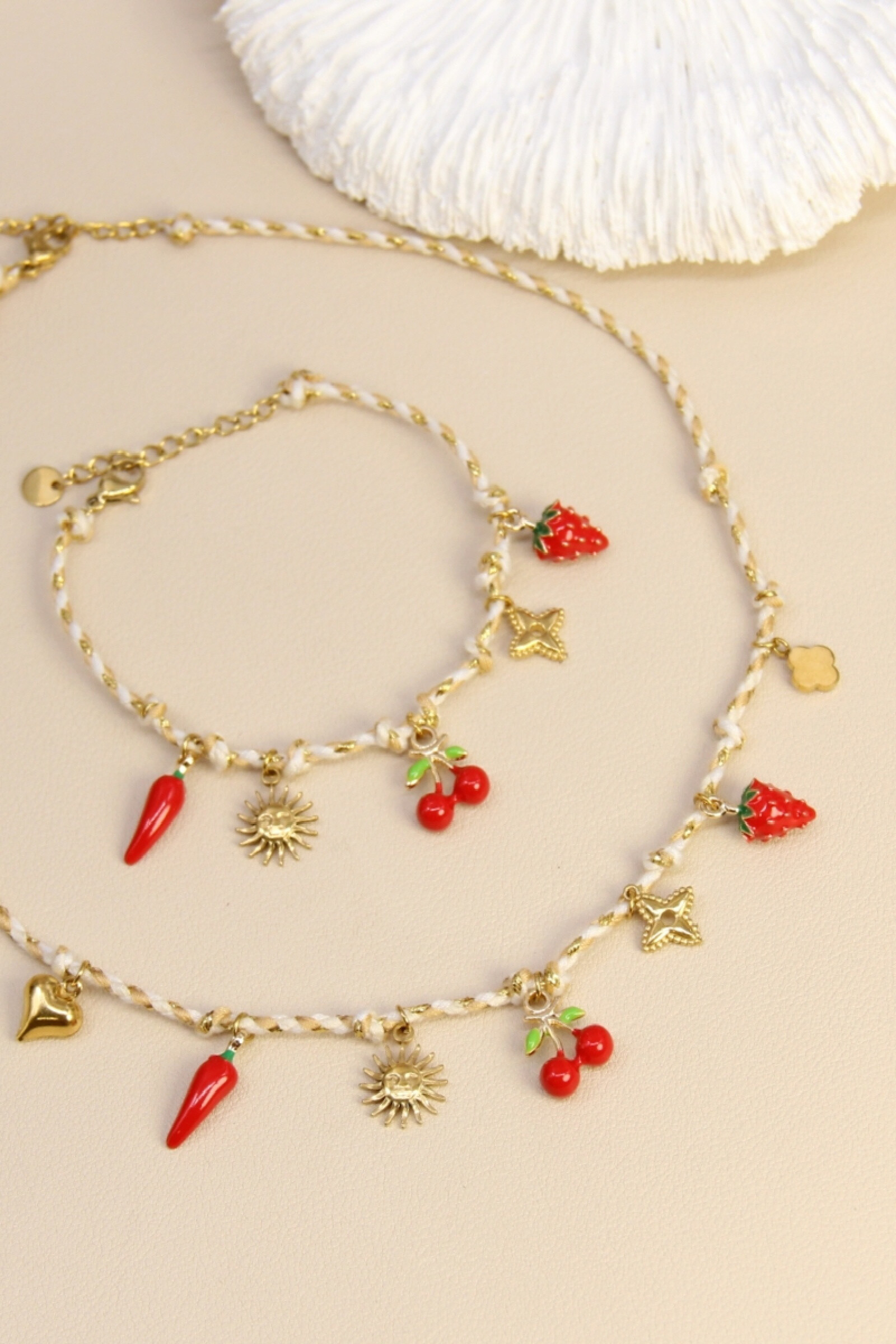 Großhändler Bellissima - Set Halskette und Charm-Armband - Fruits d’Or Set
