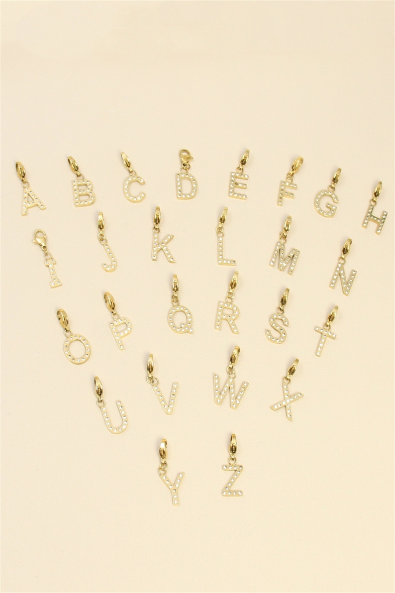 Grossista Bellissima - Ciondolo da A a Z. Alfabeto di Charm's con 26 lettere, decorate con strass