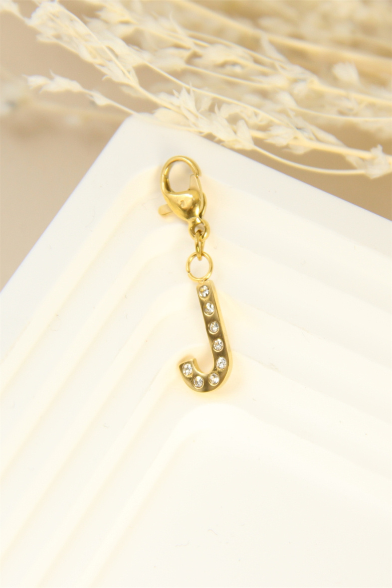 Großhändler Bellissima - Charm-Buchstabe „J“, verziert mit Strasssteinen aus Edelstahl