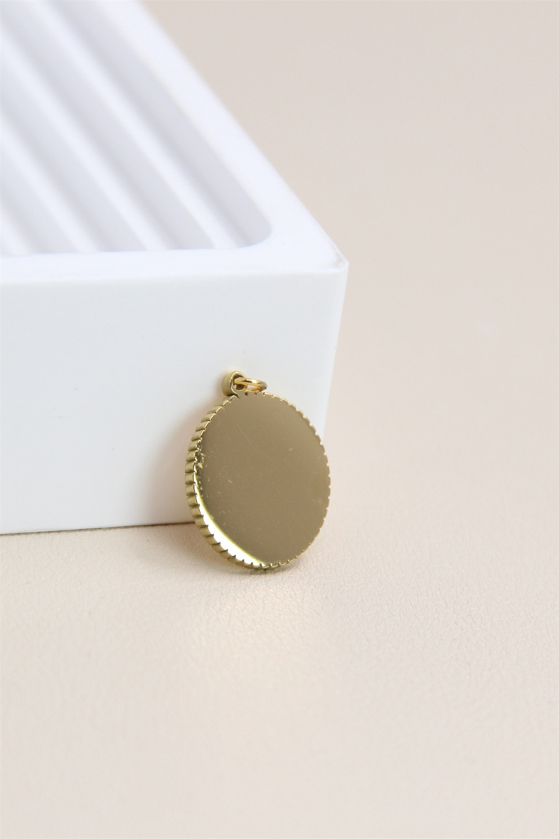 Grossiste Bellissima - Pendentif Charm's ronde pour gravure en acier inoxydable
